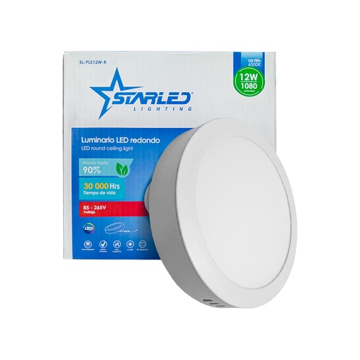 [SL-PLS12W-R] PANEL LED REDONDO SUPERFICIAL 12W MARCA STARLED