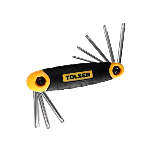 [HN-20069] SET DE LLAVES HEXAGONAL PLEGABLES 8 PZAS (T9, T10,T15,T20,T25,T27,T30,T40) MARCA TOLSEN