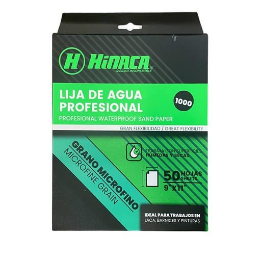 [HN073-SP011000] LIJA DE AGUA PROFESIONAL GRANO N°1000 (9"x11") MARCA HINACA