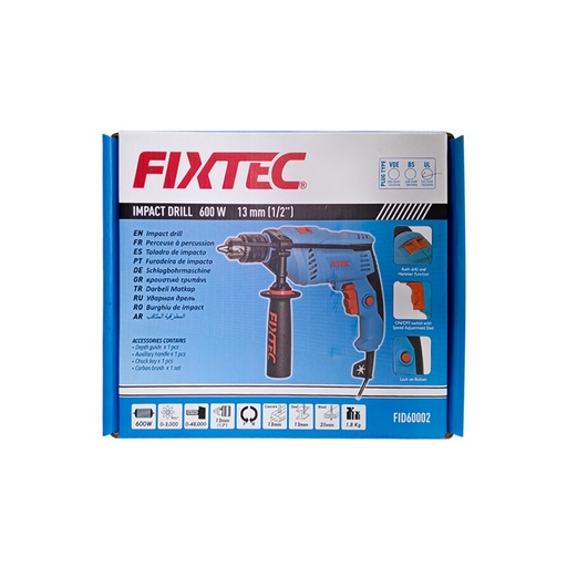 [FID60002-110V] TALADRO DE IMPACTO DE 600W 13MM (1/2”) MARCA FIXTEC