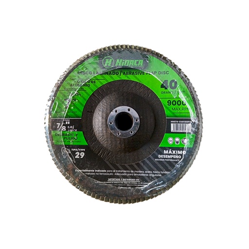 [HN074-FD01180P40] DISCO FLAP, LIJA DE ÓXIDO DE ALUMINIO (TIPO 29) GRANO N°40 175mm x 22mm(7” x 7/8') 9.000 RPM/Máx MARCA HINACA
