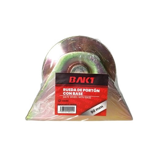 [HN072-WH0190] RUEDA DE PORTON CON BASE 90MM TIPO V MARCA BAKI
