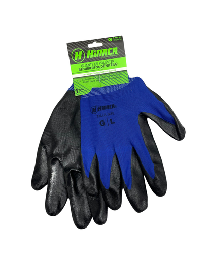 [HN068-GV002] GUANTES DE POLIÉSTER RECUBIERTOS DE NITRILO TALLA G/L MARCA HINACA