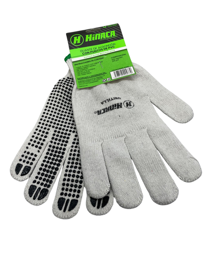 [HN068-GV001] GUANTES DE ALGODÓN CON PUNTOS DE PVC MARCA HINACA